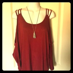 Red cut out shoulder with waist tie - Medium NWT